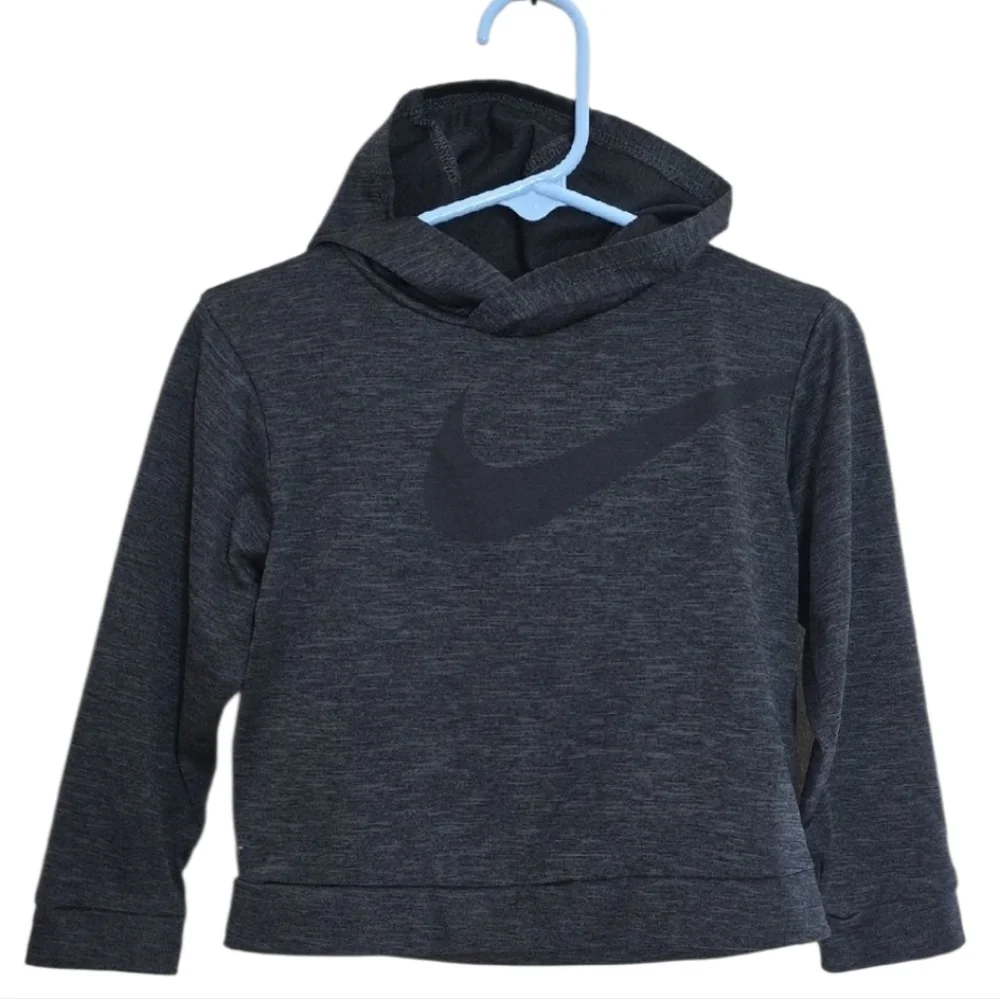 Nike Boys Dri-FIT Training Hoodie Dark Gray Heather Swoosh Toddler 2T Activewear